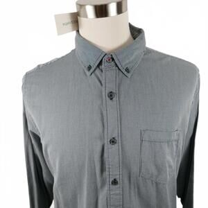 NEW George & Martha Mens Cotton Button Down Navy Striped Dress Shirt XL